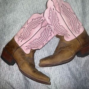 Pink and brown Justin cowgirl boots